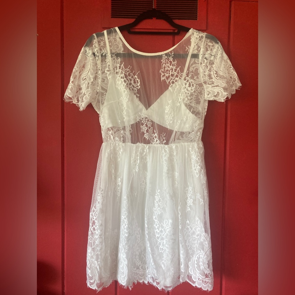 White Lace Cutout Mini Dress Size Small Bachelorette